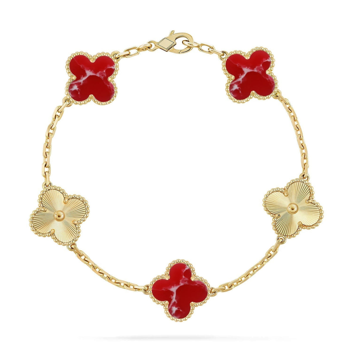 [⭐Hevara Jewelry]CLOVER 5 MOTIF RED PATTERN BRACELET COLLECTION