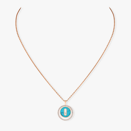 [⭐Hevara Jewelry]Demo MOVE 1 DIAMOND TURQUOISE PINK GOLD DIAMOND NECKLACE