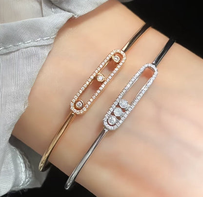 [⭐Hevara Jewelry]Move Pavé Diamond Bangle Bracelet M