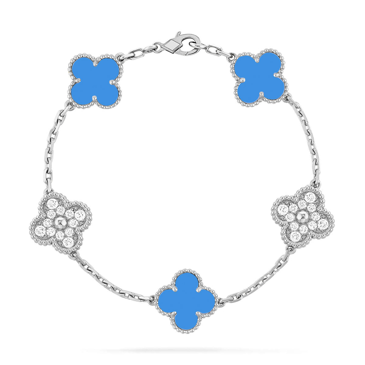 [⭐Hevara Jewelry] CLOVER 5 MOTIF BLUE AGATE BRACELET COLLECTION
