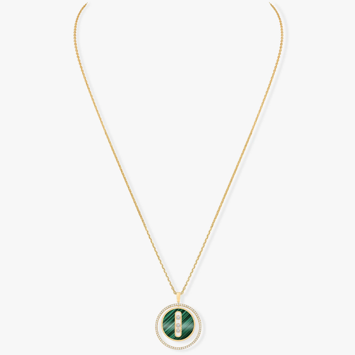 [⭐Hevara Jewelry]Demo MOVE 3 DIAMOND MALACHITE GOLD DIAMOND NECKLACE