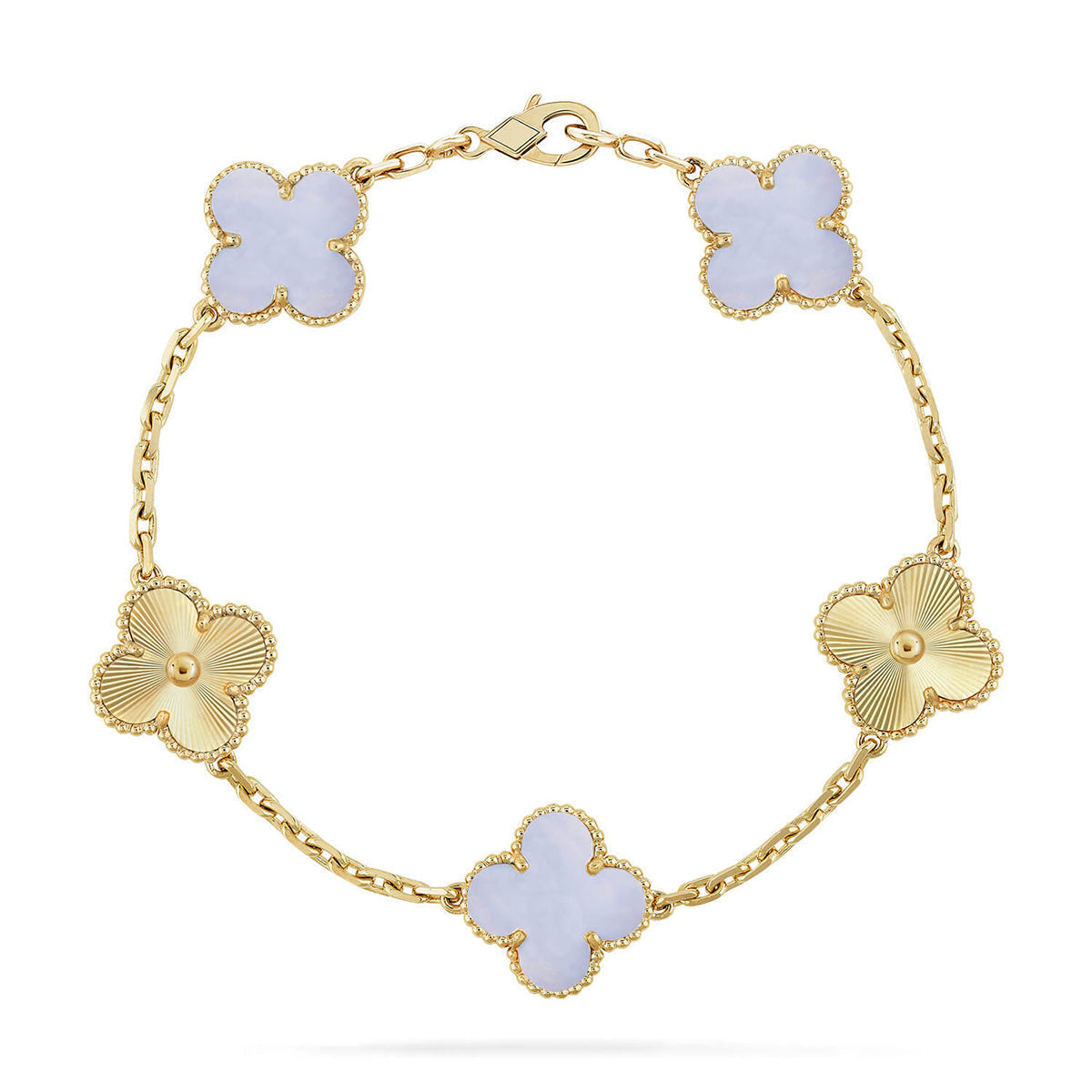 [⭐Hevara Jewelry] CLOVER 5 MOTIF PURPLE CHALCEDONY BRACELET COLLECTION
