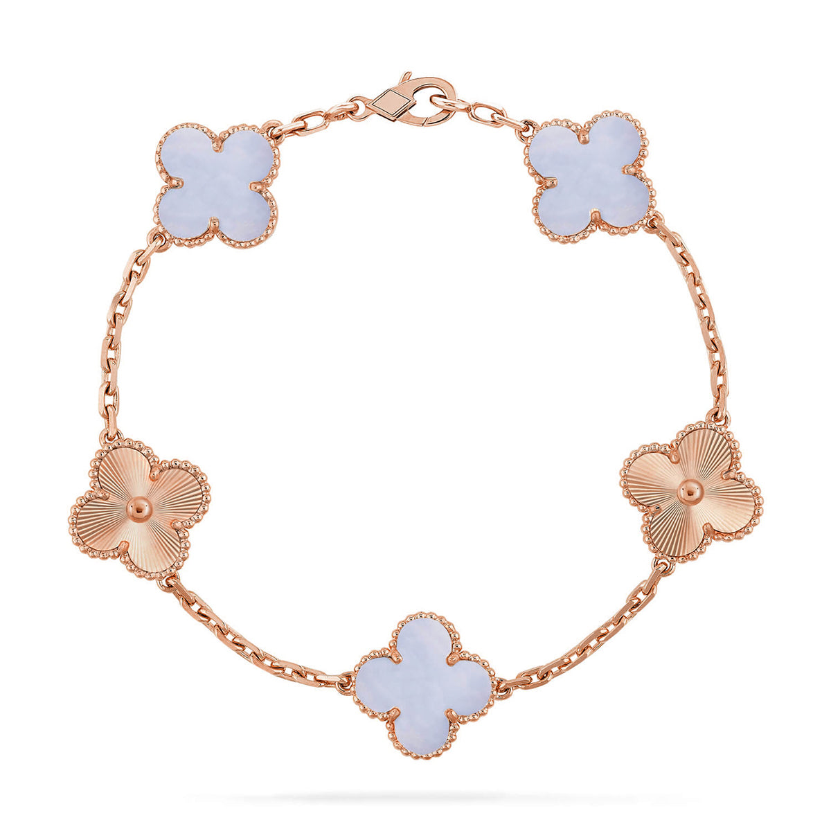 [⭐Hevara Jewelry] CLOVER 5 MOTIF PURPLE CHALCEDONY BRACELET COLLECTION