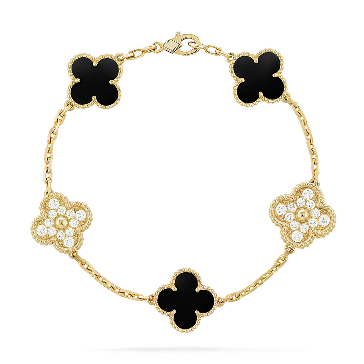 [⭐Hevara Jewelry] CLOVER 5 MOTIF ONYXS BRACELET COLLECTION