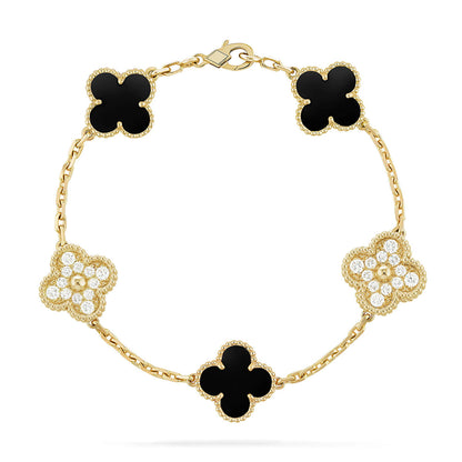 [⭐Hevara Jewelry] CLOVER 5 MOTIF ONYXS BRACELET COLLECTION