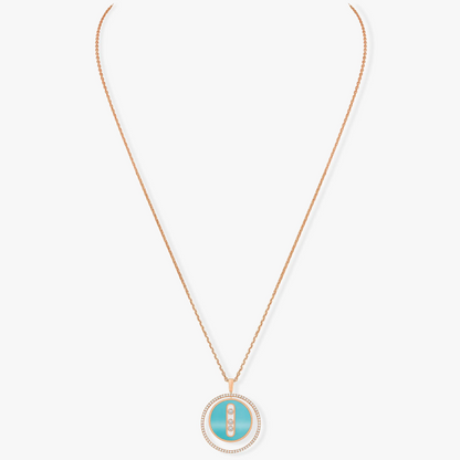 [⭐Hevara Jewelry]Demo MOVE 3 DIAMONDS TURQUOISE PINK GOLD DIAMOND NECKLACE