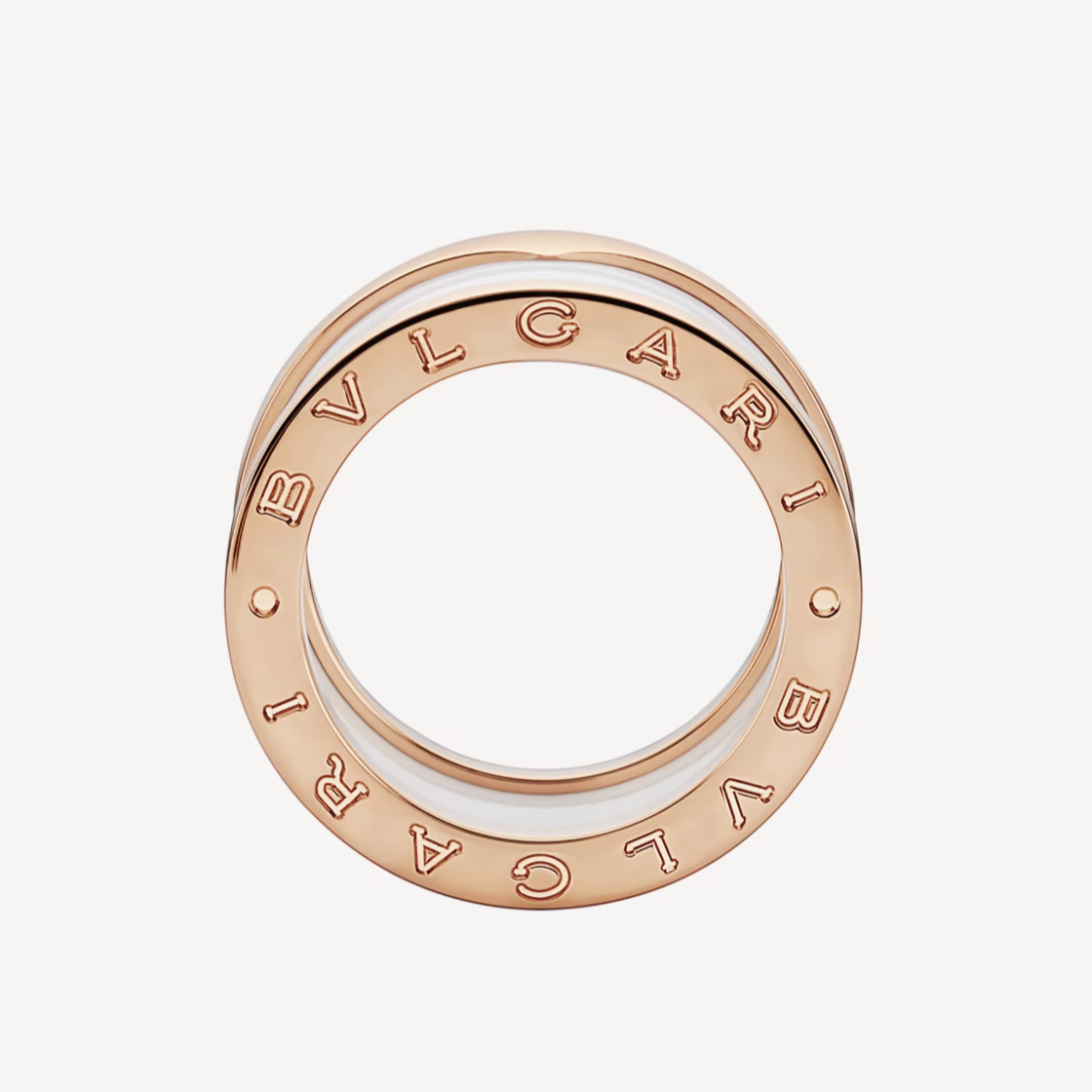 [⭐Hevara Jewelry]ZERO 1 FOUR-BAND LOOPS AND WHITE CERAMIC SPIRAL PINK GOLD RING