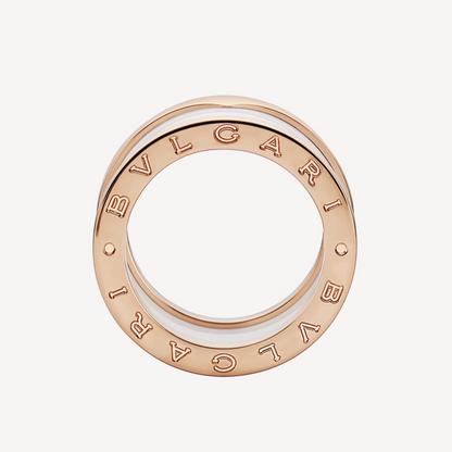 [⭐Hevara Jewelry]ZERO 1 FOUR-BAND LOOPS AND WHITE CERAMIC SPIRAL PINK GOLD RING