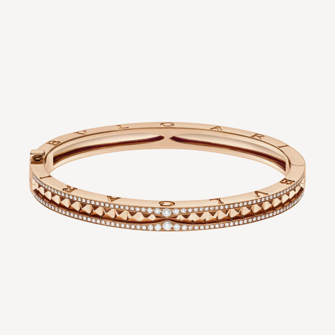 [⭐Hevara Jewelry]ZERO 1 SPIRAL AND PAVED DIAMOND PINK GOLD BRACELET