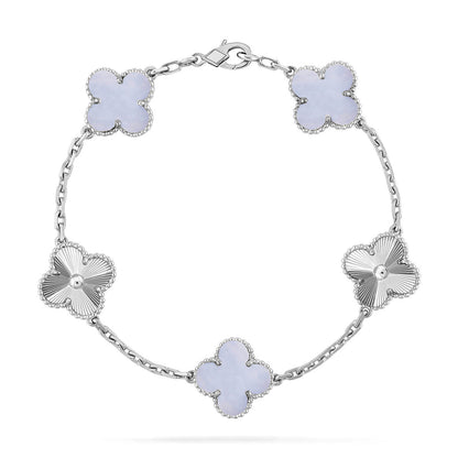 [⭐Hevara Jewelry] CLOVER 5 MOTIF PURPLE CHALCEDONY BRACELET COLLECTION