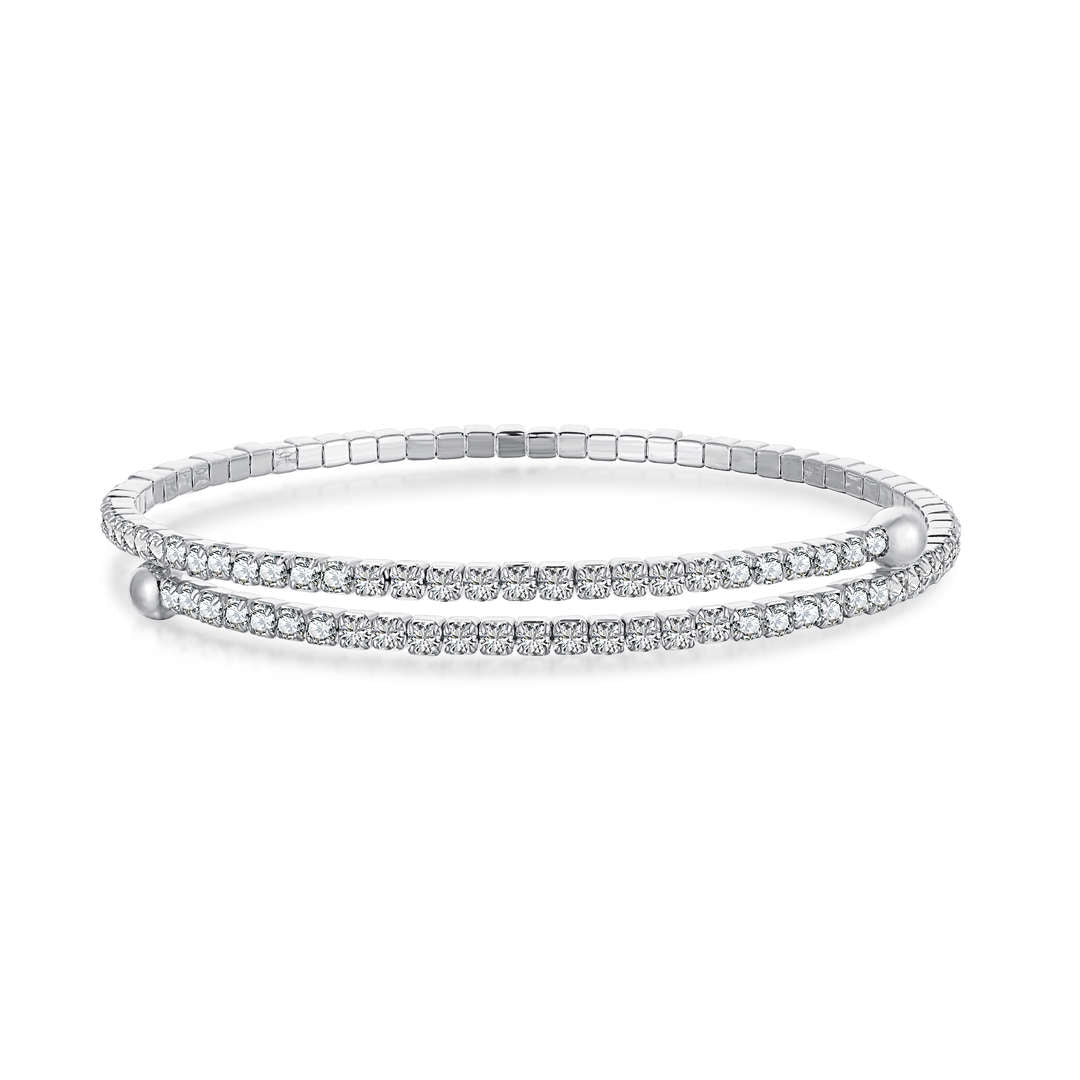 [Hevara Jewelry]Row of Diamonds Round Fashion Bracelet