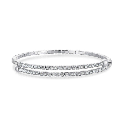 [Hevara Jewelry]Row of Diamonds Round Fashion Bracelet
