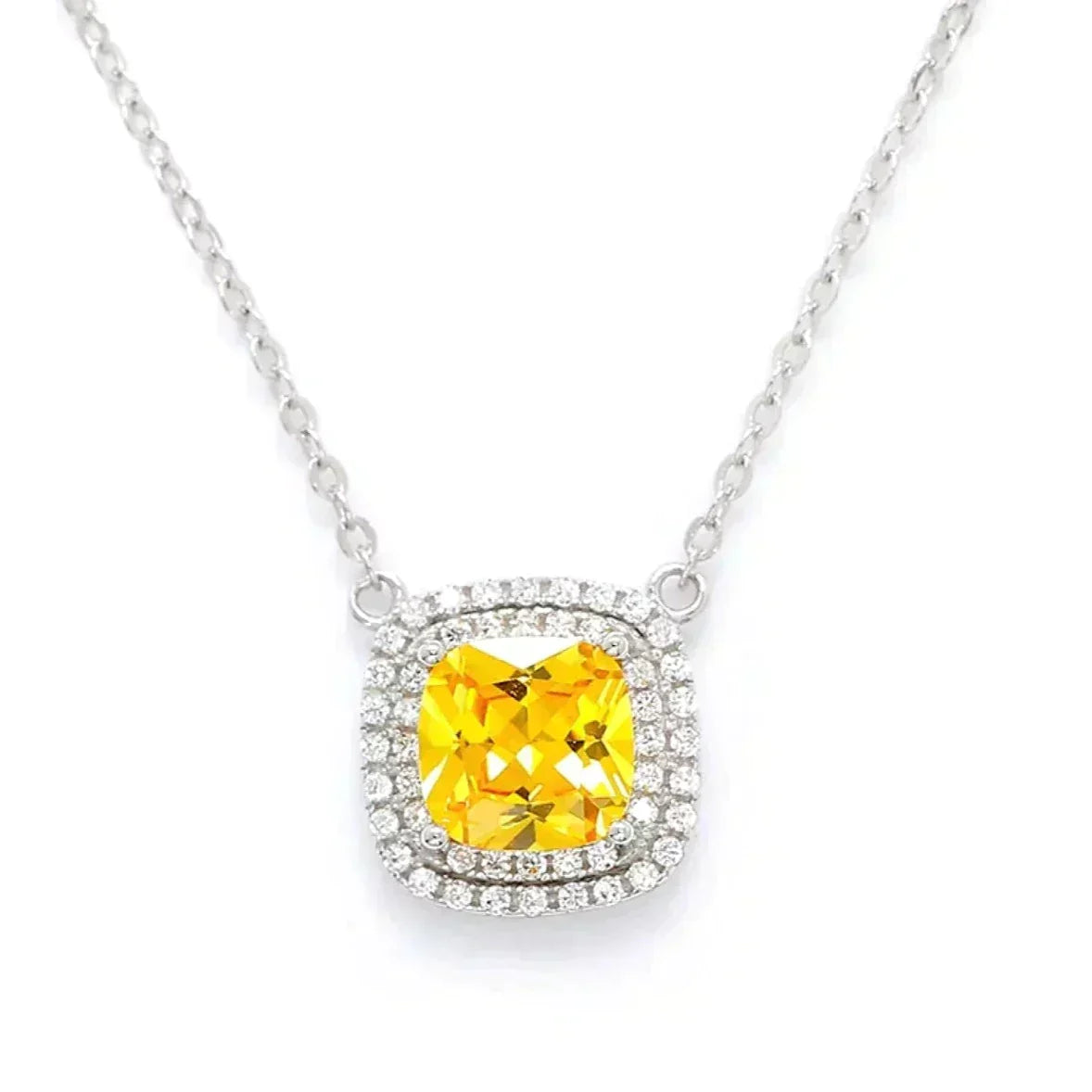[Hevara Jewelry]SPARKLERS CITRINE GEMSTONE PENDANT NECKLACE STERLING SILVER
