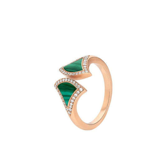 [⭐Hevara Jewelry]DREAM MALACHITE DIAMOND OPEN RING
