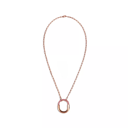 [Hevara Jewelry]LOCK MEDIUM PENDANT PINK DIAMOND PINK GOLD NECKLACE