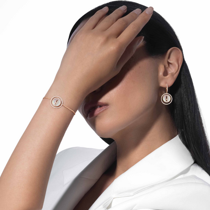 [⭐Hevara Jewelry]Demo MOVE WHITE MOTHER OF PEARL PINK GOLD DIAMOND BRACELET