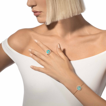 [⭐Hevara Jewelry]Demo MOVE TURQUOISE PINK GOLD DIAMOND BRACELET