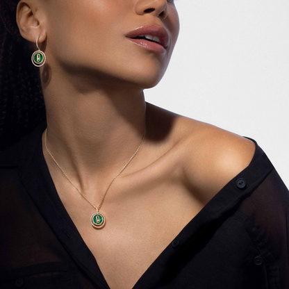 [⭐Hevara Jewelry]Demo MOVE 1 DIAMOND MALACHITE GOLD DIAMOND NECKLACE