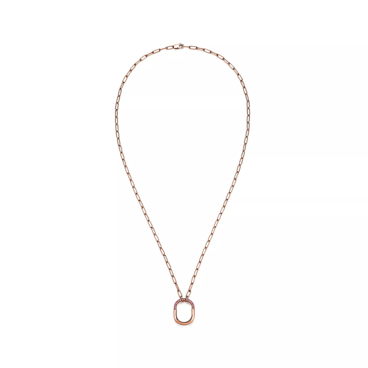 [Hevara Jewelry]LOCK SMALL PENDANT PINK DIAMOND PINK GOLD NECKLACE