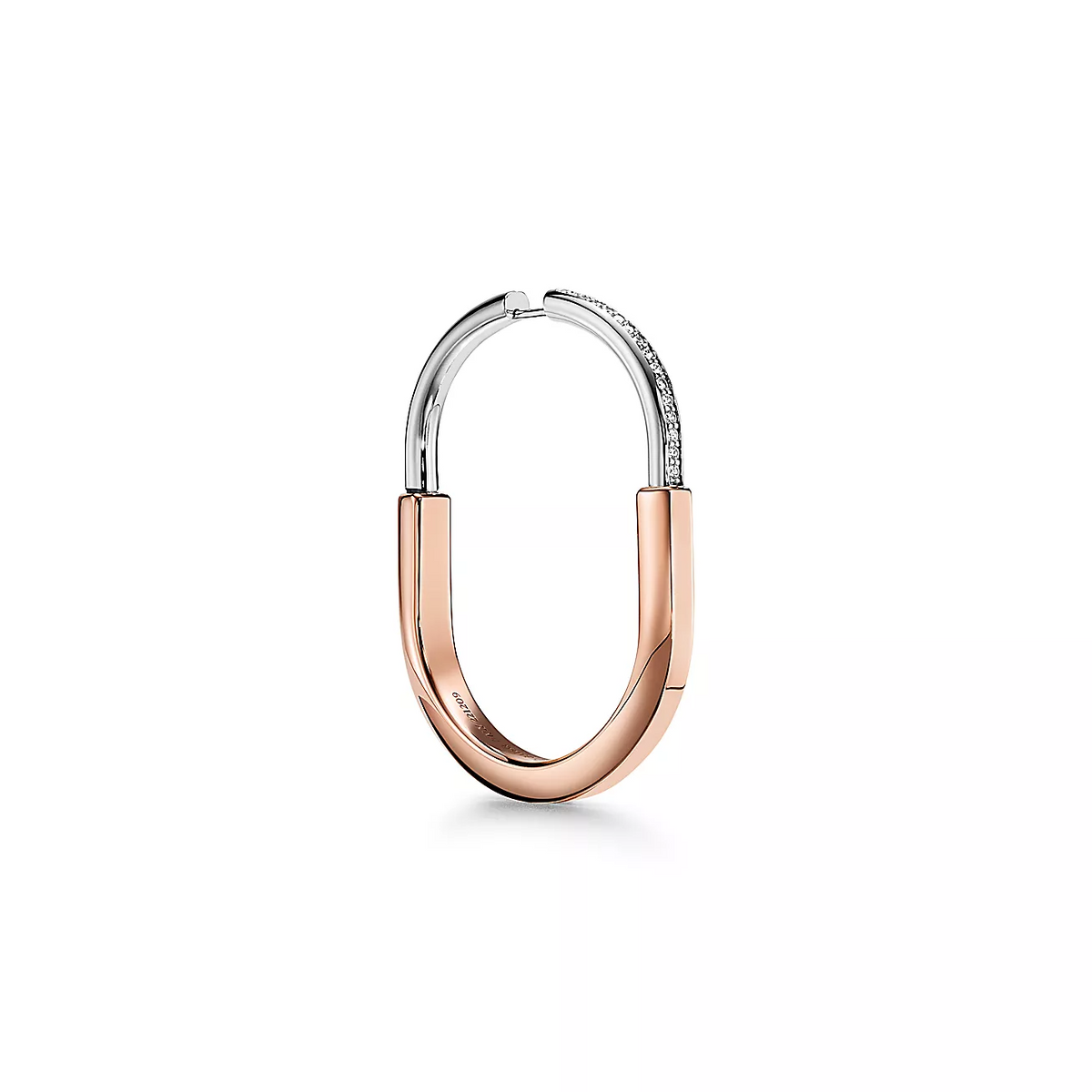 [Hevara Jewelry]LOCK EARRINGS ROSE AND WHITE GOLD DIAMONDS EXTRA LARGE