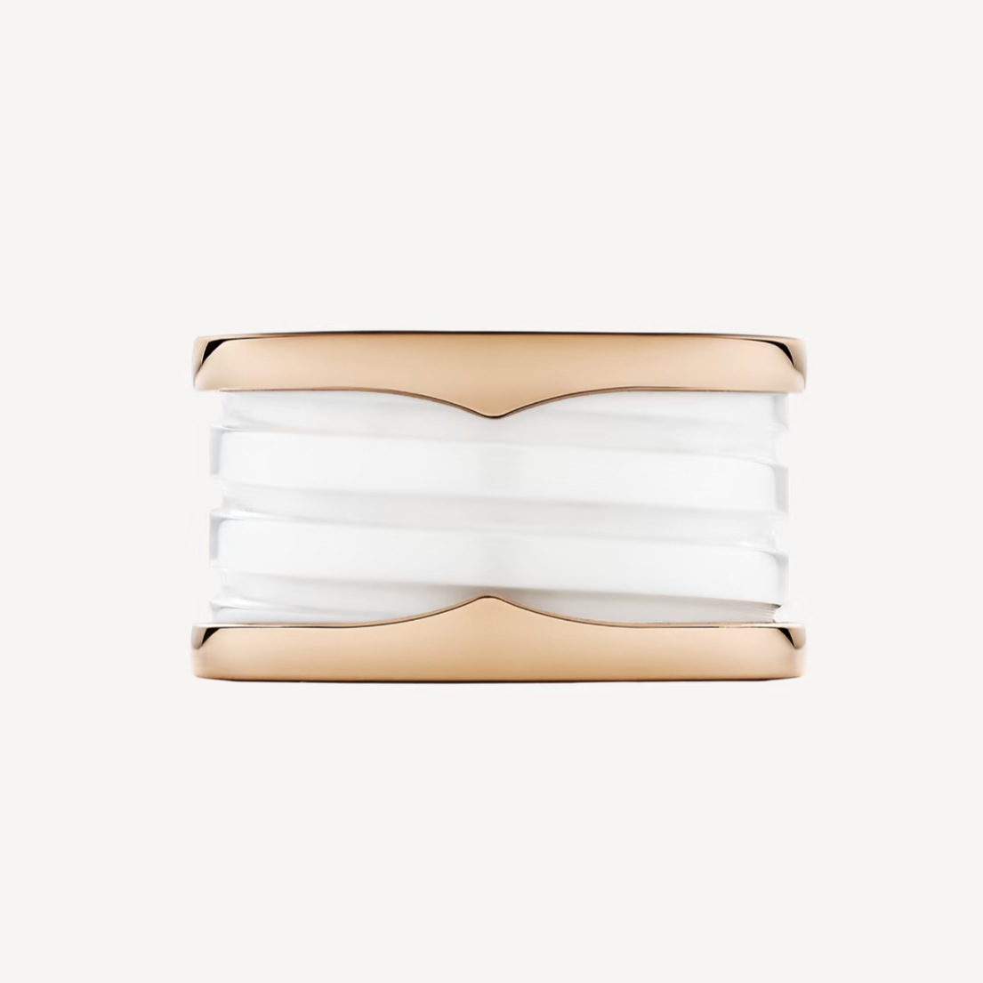 [⭐Hevara Jewelry]ZERO 1 FOUR-BAND LOOPS AND WHITE CERAMIC SPIRAL PINK GOLD RING