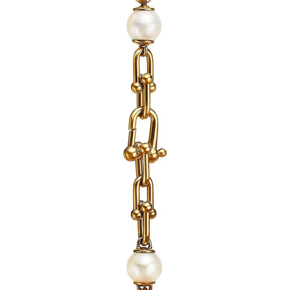 [Hevara Jewelry]LINK BRACELET GOLD WITH FRESHWATER PEARLS