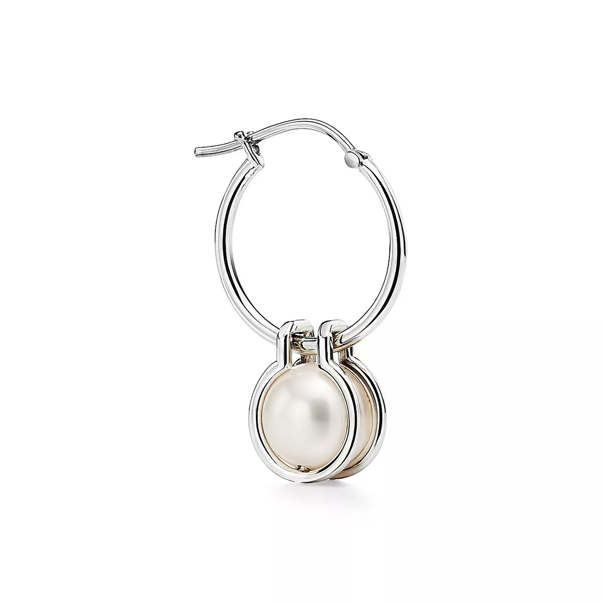 [Hevara Jewelry]PEARL HOOP SILVER EARRINGS
