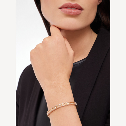 [⭐Hevara Jewelry]ZERO 1 SPIRAL AND PAVED DIAMOND PINK GOLD BRACELET