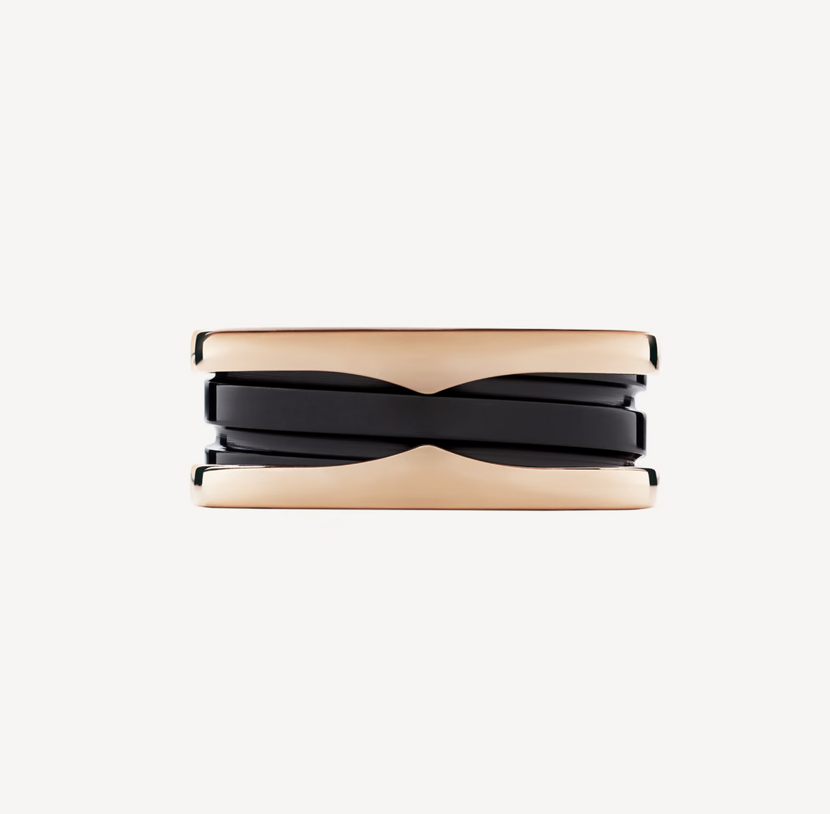 [⭐Hevara Jewelry]ZERO 1 TWO-BAND LOOPS AND BLACK CERAMIC PINK GOLD RING