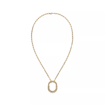 [Hevara Jewelry]LOCK NECKLACE MEDIUM PENDANT GOLD PAVED DIAMONDS
