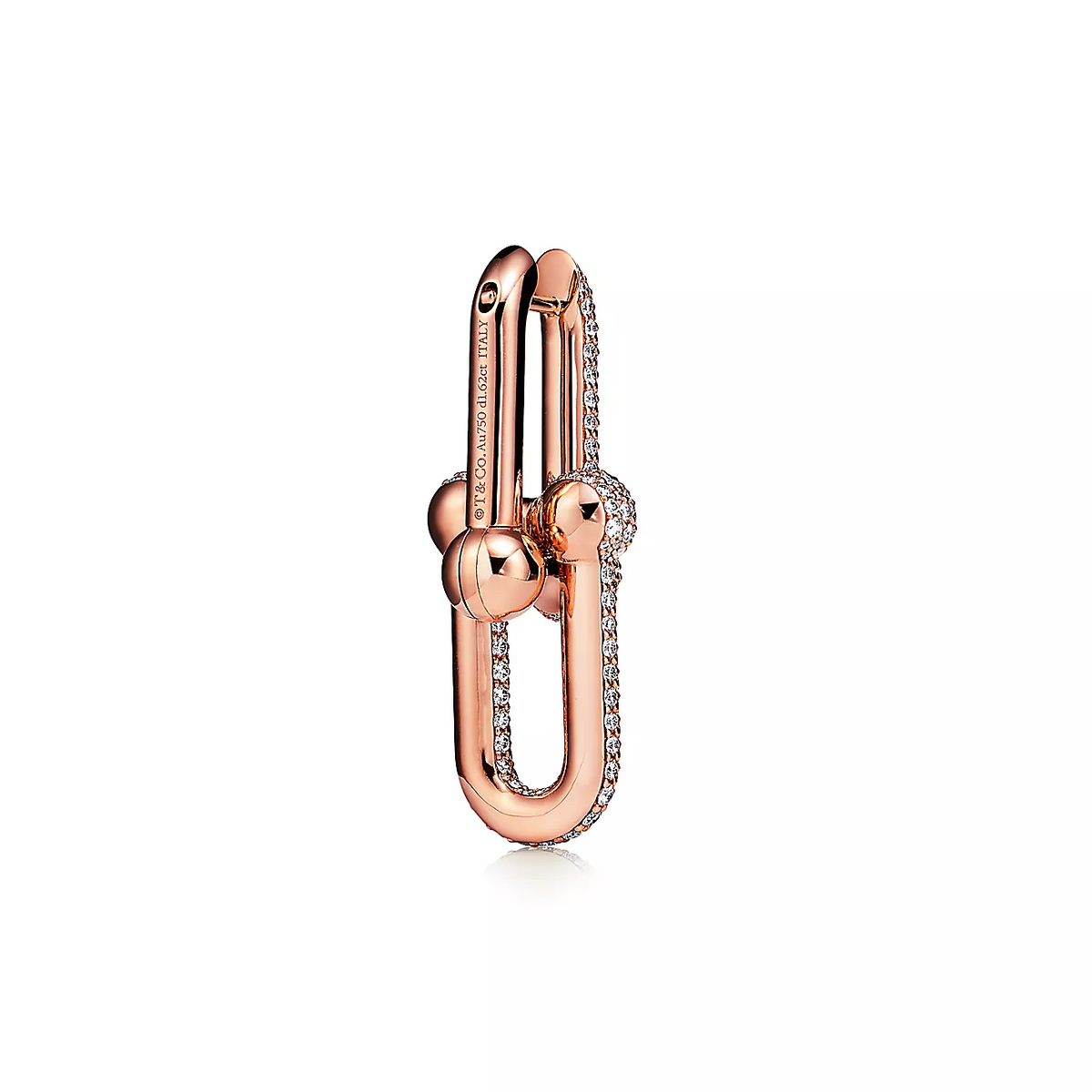 [Hevara Jewelry]LARGE LINK EARRINGS PINK GOLD WITH PAVED DIAMONDS