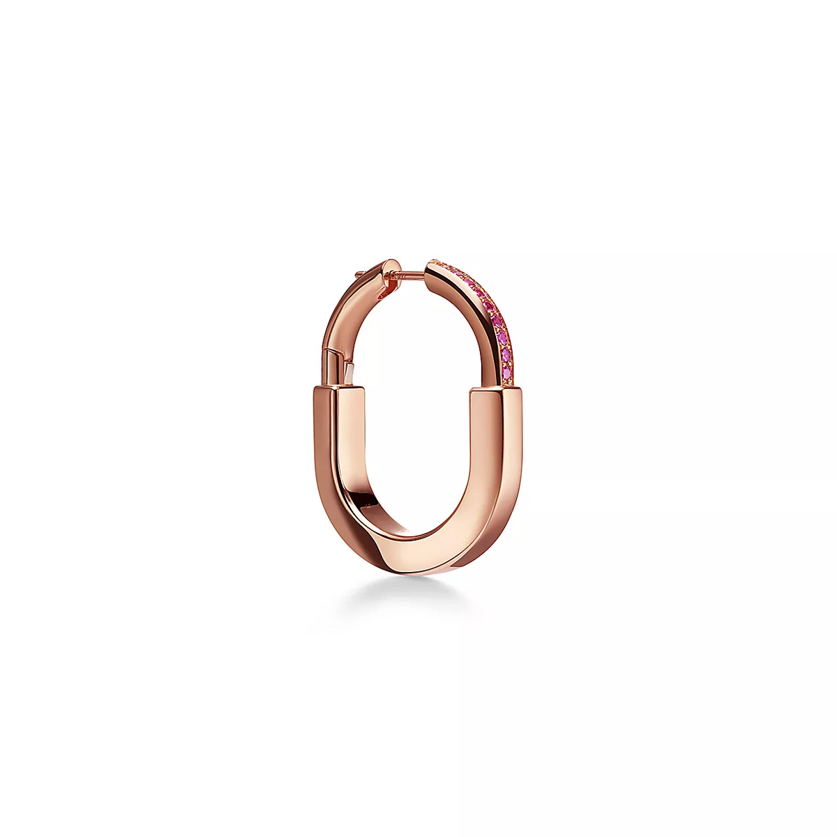 [Hevara Jewelry]LOCK MEDIUM PINK DIAMOND PINK GOLD EARRINGS
