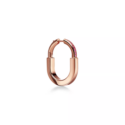 [Hevara Jewelry]LOCK MEDIUM PINK DIAMOND PINK GOLD EARRINGS