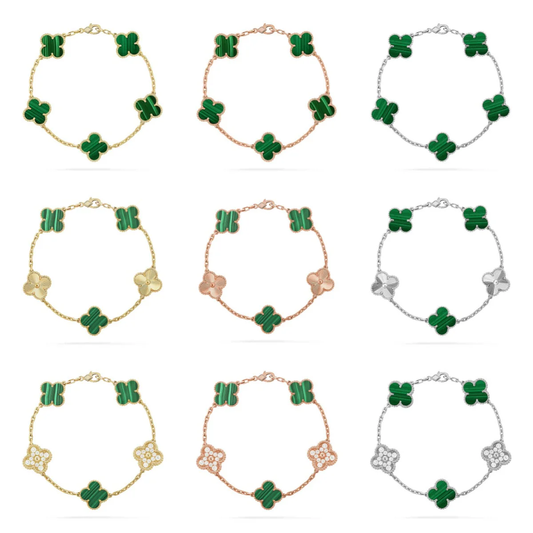 [⭐Hevara Jewelry] CLOVER 5 MOTIF MALACHITE BRACELET COLLECTION