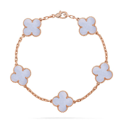 [⭐Hevara Jewelry] CLOVER 5 MOTIF PURPLE CHALCEDONY BRACELET COLLECTION