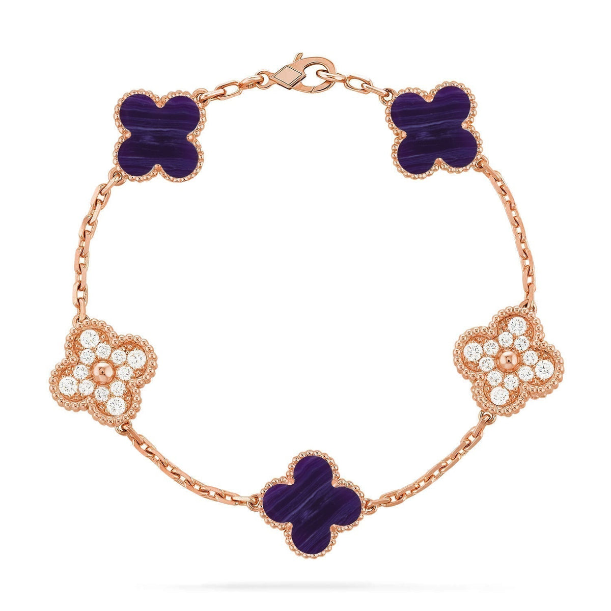 [⭐Hevara Jewelry]CLOVER 5 MOTIF PURPLE STRIPES BRACELET COLLECTION