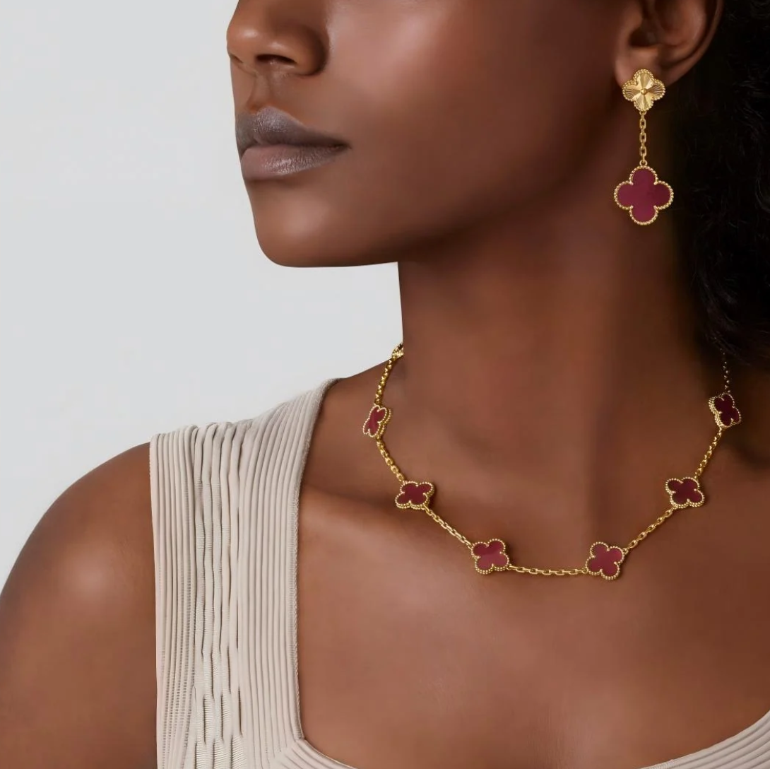 [⭐Hevara Jewelry]CLOVER 10 MOTIFS  NEW BUBBLE PINK ENAMEL