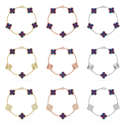 [⭐Hevara Jewelry]CLOVER 5 MOTIF COLOR GEMSTONES BRACELET COLLECTION