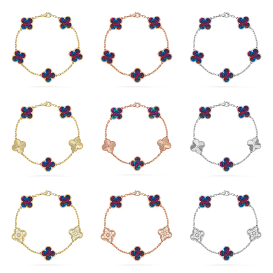[⭐Hevara Jewelry]CLOVER 5 MOTIF COLOR GEMSTONES BRACELET COLLECTION