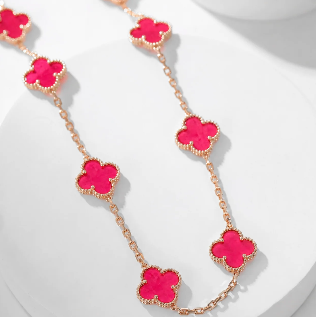 [⭐Hevara Jewelry]CLOVER 10 MOTIFS  NEW BUBBLE PINK ENAMEL