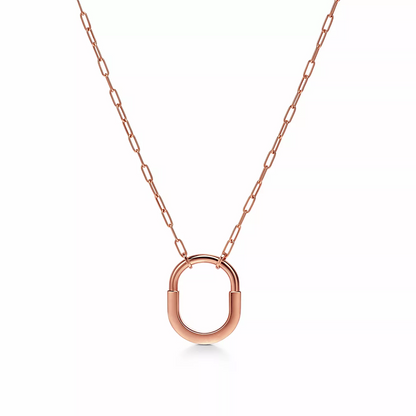 [Hevara Jewelry]LOCK MEDIUM PENDANT PINK DIAMOND PINK GOLD NECKLACE