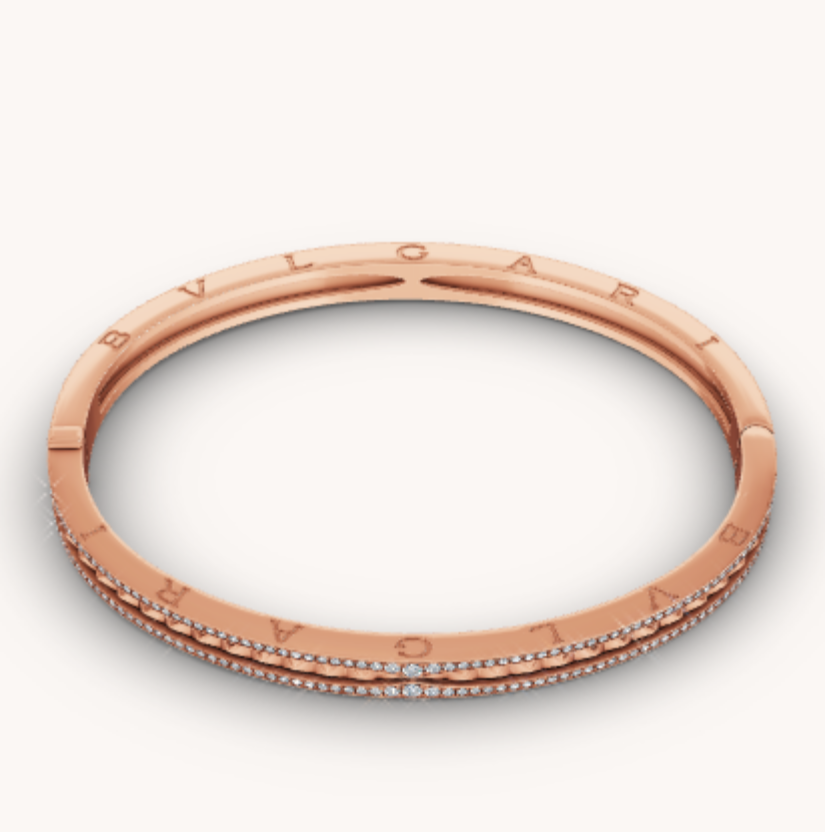 [⭐Hevara Jewelry]ZERO 1 SPIRAL AND PAVED DIAMOND PINK GOLD BRACELET