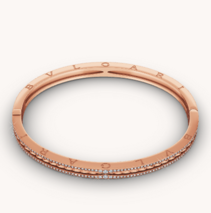 [⭐Hevara Jewelry]ZERO 1 SPIRAL AND PAVED DIAMOND PINK GOLD BRACELET