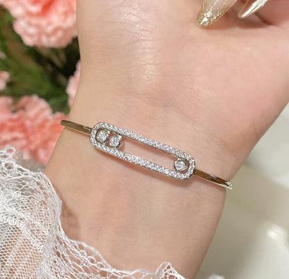 [⭐Hevara Jewelry]Move Pavé Diamond Bangle Bracelet M