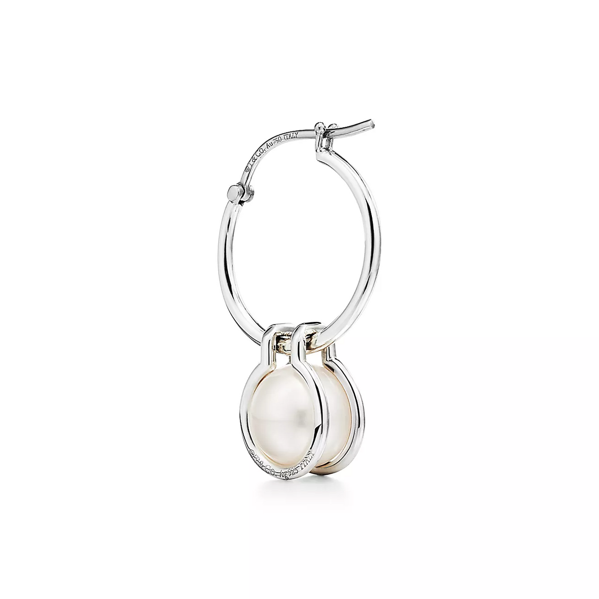 [Hevara Jewelry]PEARL HOOP SILVER EARRINGS