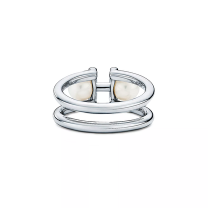 [Hevara Jewelry]DOUBLE PEARL SILVER RING