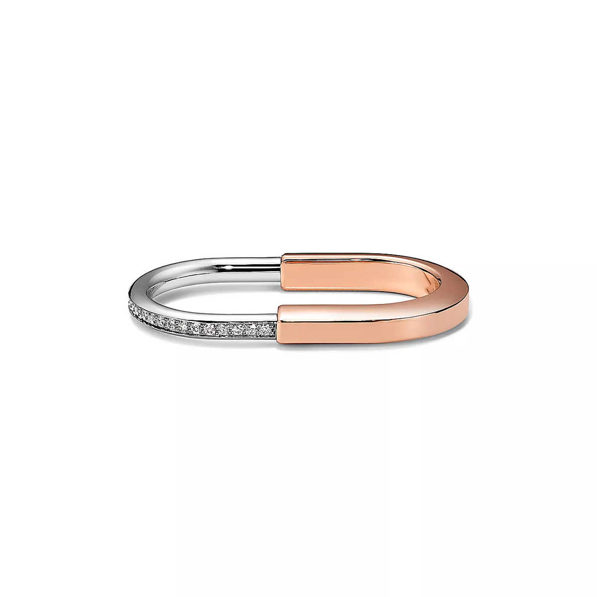 [Hevara Jewelry]LOCK RING TOW-FINGER ROSE AND WHITE GOLD DIAMONDS