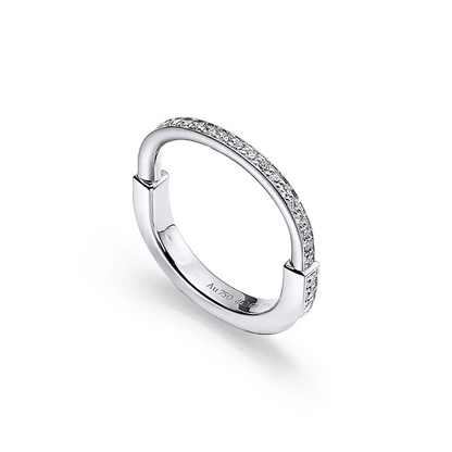 [Hevara Jewelry]LOCK RING SILVER DIAMOND PAVED