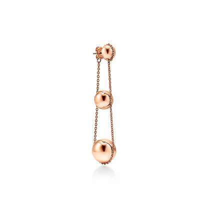 [Hevara Jewelry]TRIPLE DROP PINK GOLD EARRINGS