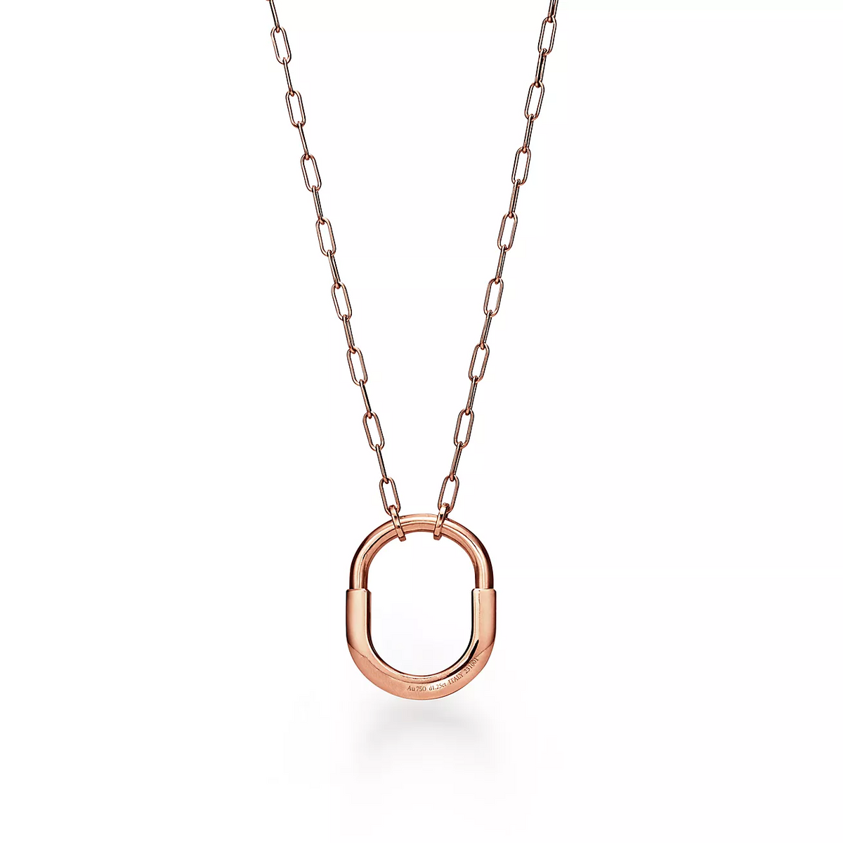 [Hevara Jewelry]LOCK NECKLACE MEDIUM PENDANT PINK GOLD PAVED DIAMONDS